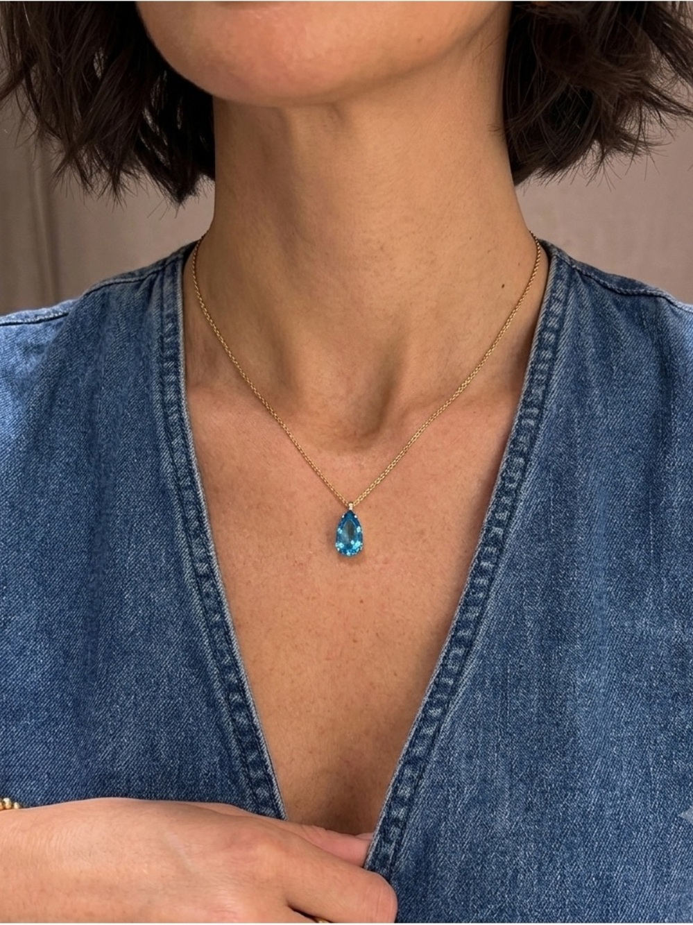 Tear Drop Necklace | Cubic Zirconia Necklace | 18k Gold Plated